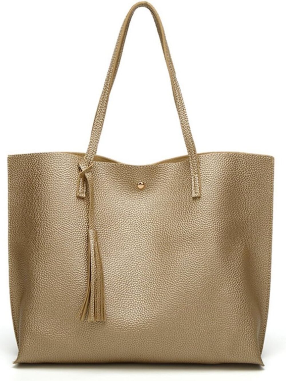 Soft Faux Leather Tote Shoulder Bag - Big Capacity with Tassel Detail